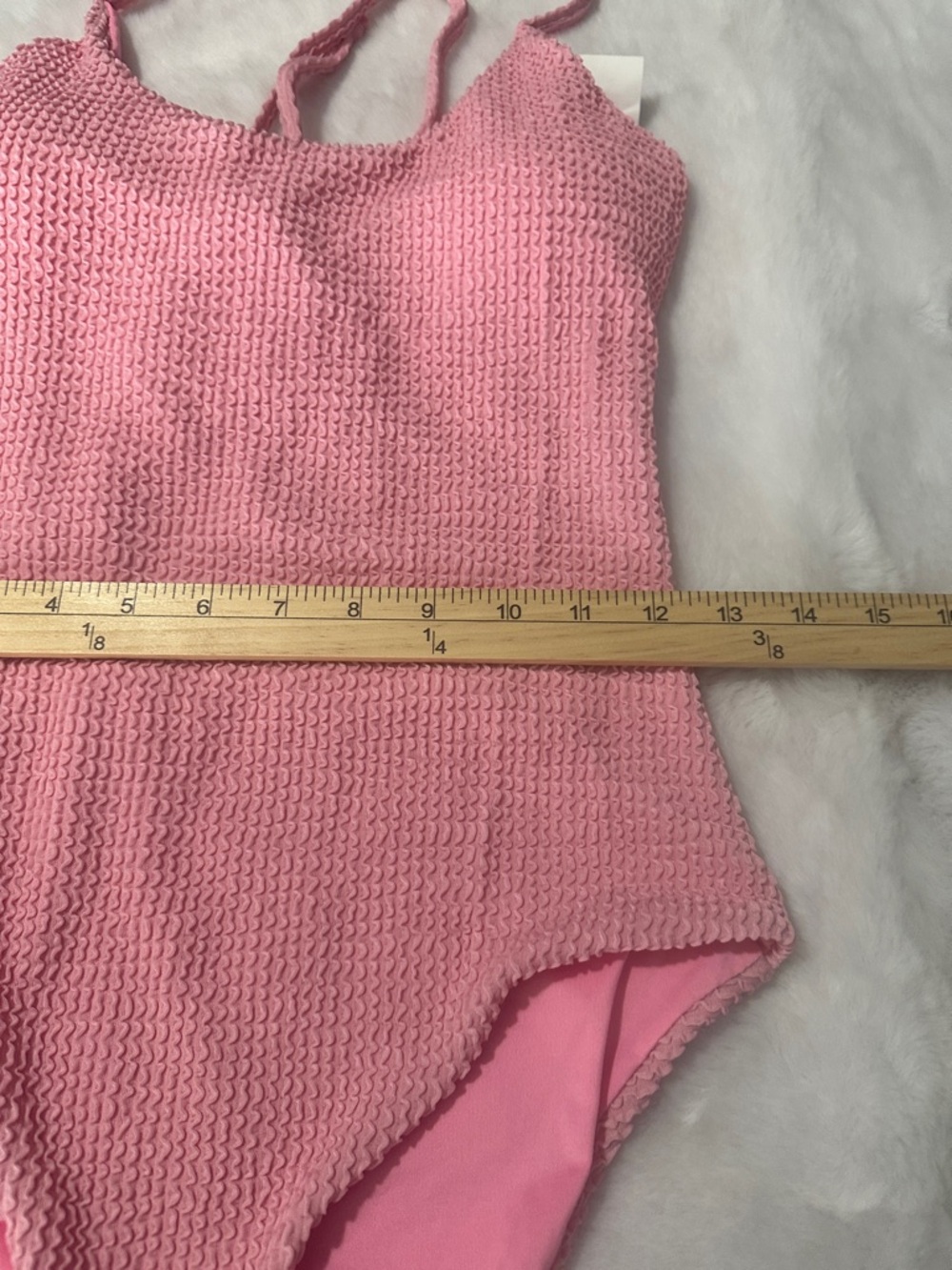 Pink Textured One-Piece Swimsuit - Picture 6 of 7